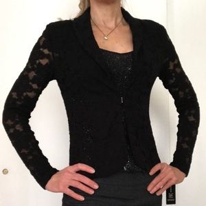 NWT I.N.C. Black Rose-Patterned Lace Jacket
